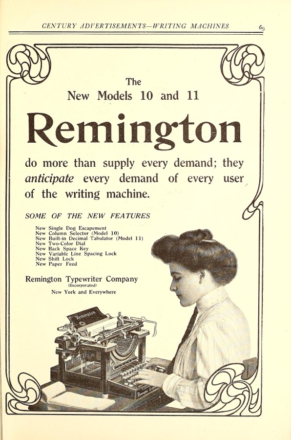 A 1909 Remington typewriter advertisement