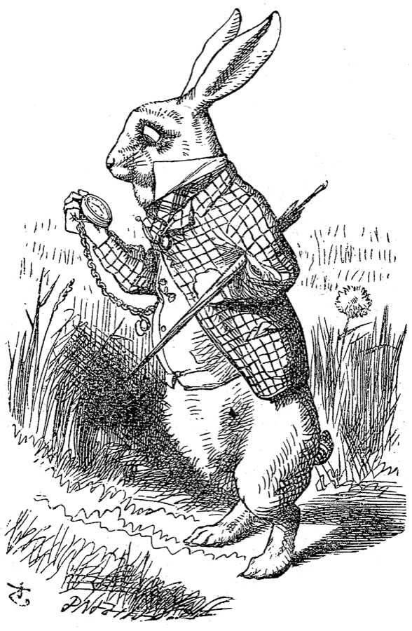 Tenniel's White Rabbit checking his watch